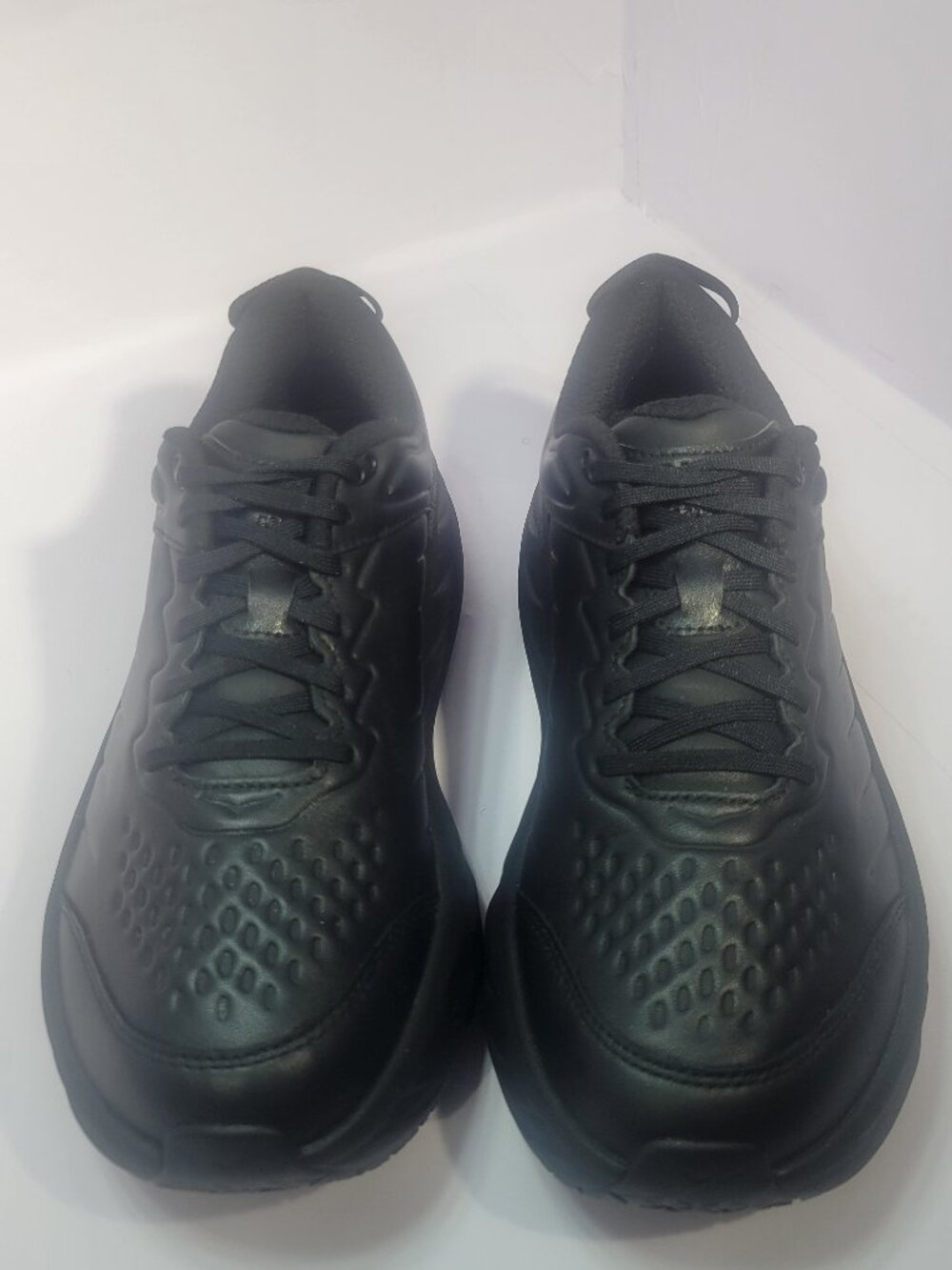 Hoka One Bondi SR Wide Women's Size 7.5D Black Leather Slip Resistant Work Shoes